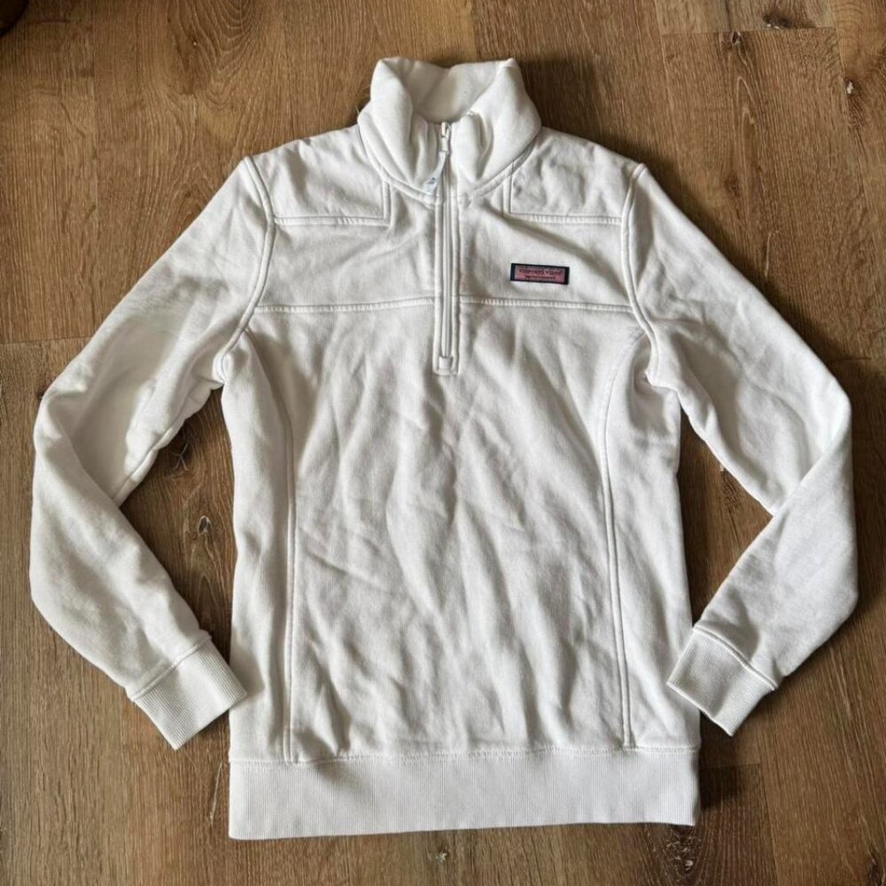 Vineyard Vines Women’s White Cap Shep Shirt Pullover Quarter Zip Sweater Size XS